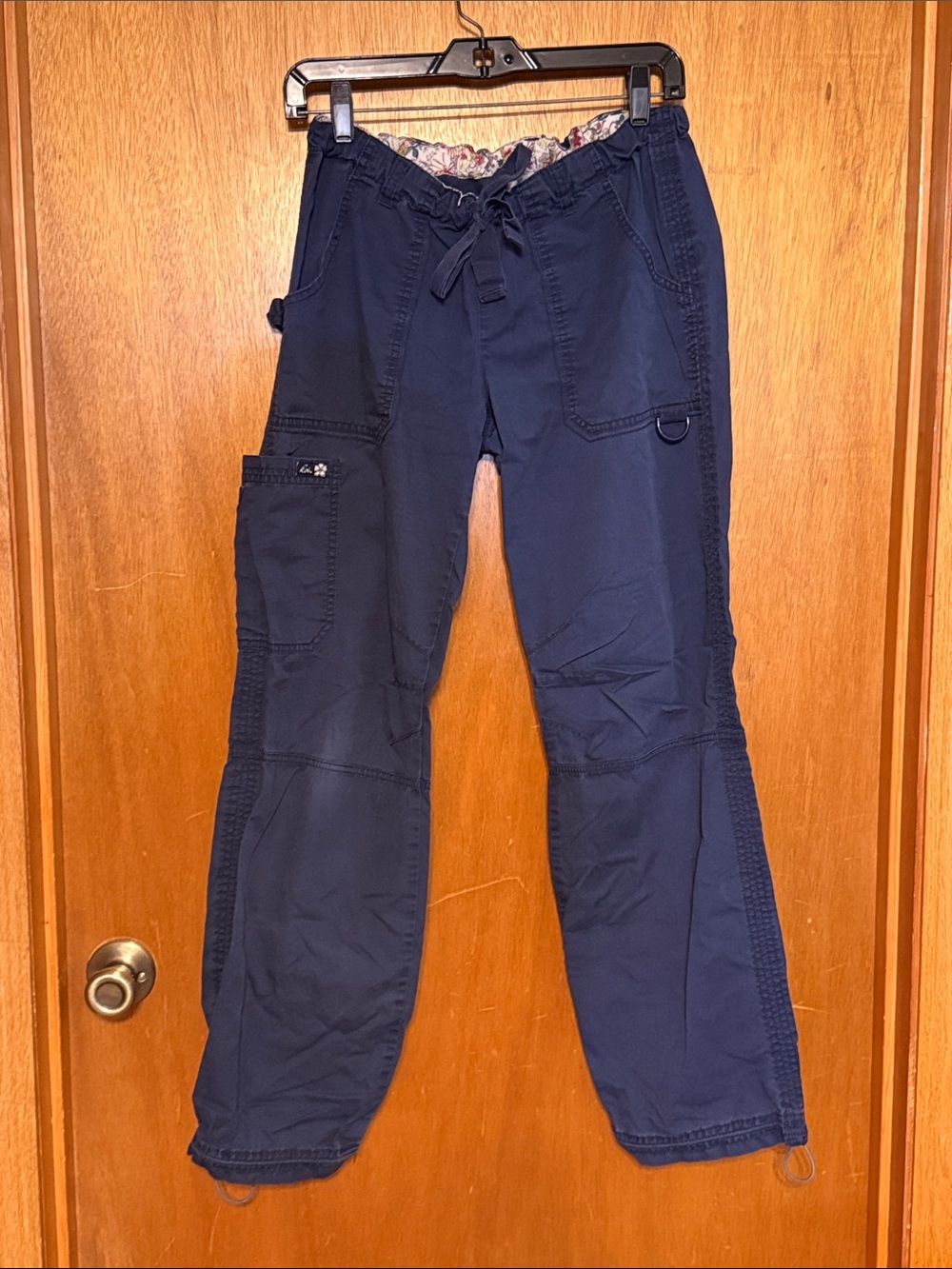 Women’s Koi Dark Blue Utility Cargo Scrub Pants Drawstring Waist Lindsey Sz S